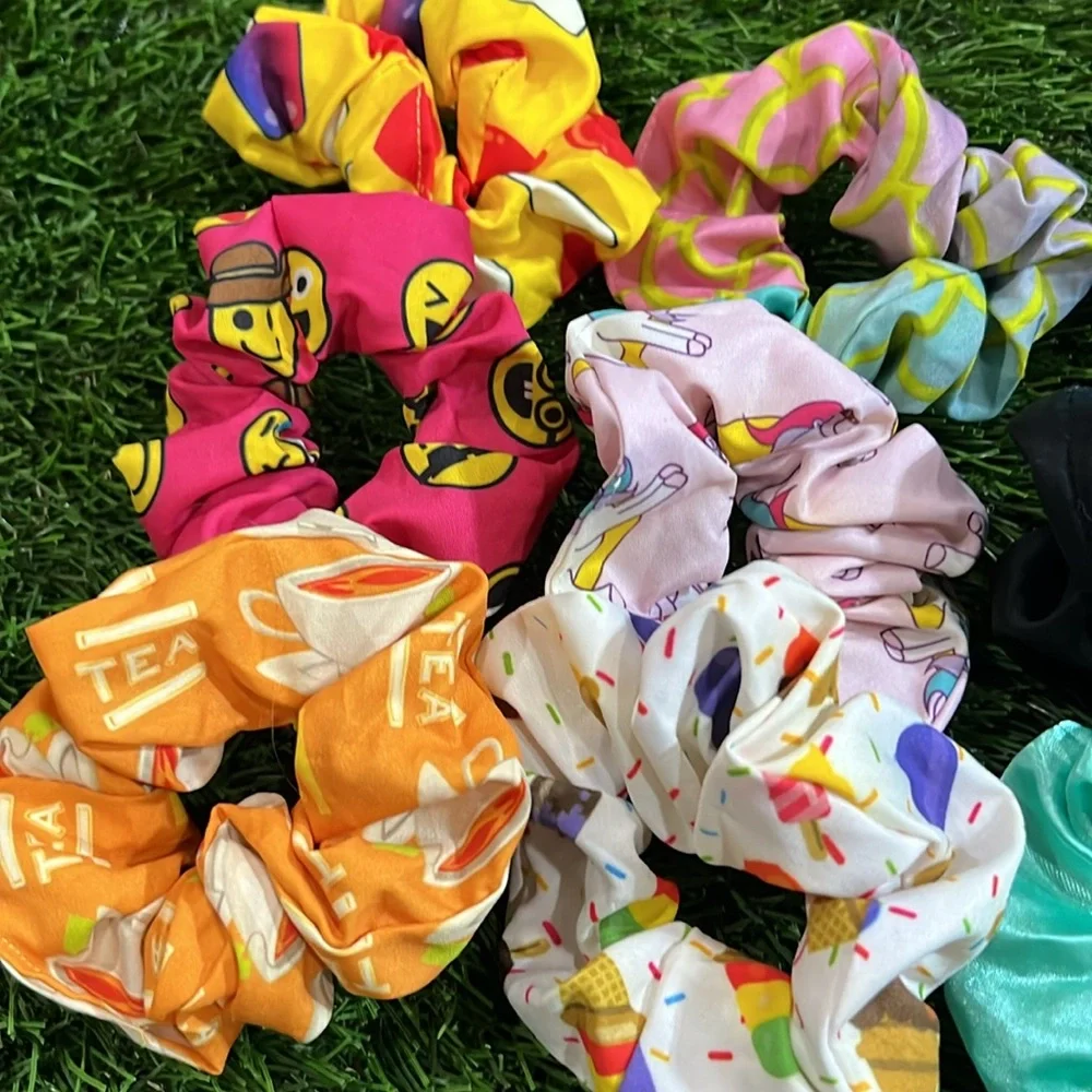 Silky and Fun Print -scrunchie Lot - 12 pieces